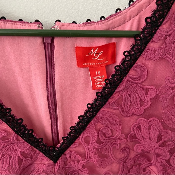 NEW Monique Lhuillier Ines Dress Pink Lace - Picture 5 of 7